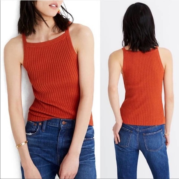Madewell Tops - Madewell Tank Top Size Medium Burnt Orange Square Neck Ribbed